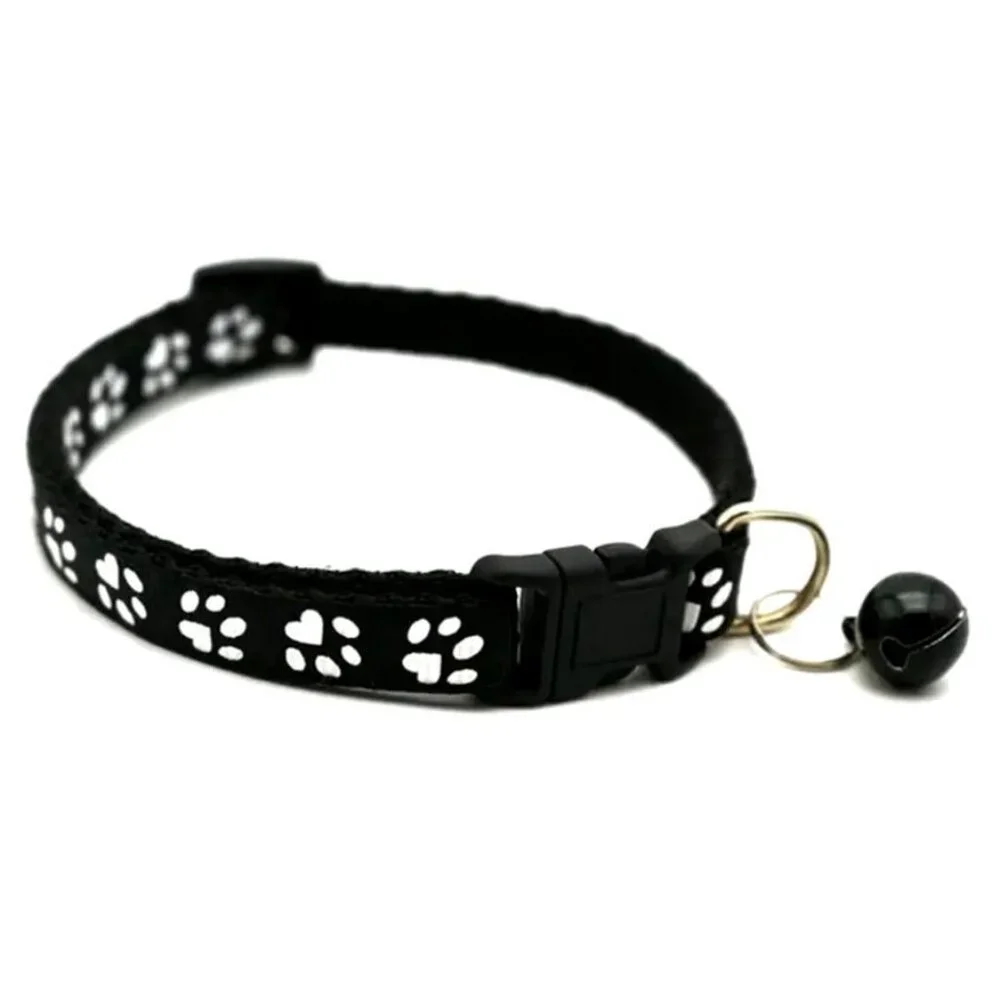 Sweet Heart Paw Print Black Cat Collar with Bell and Toys Gift Package